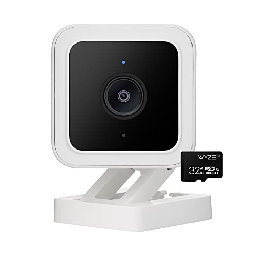 Wyze Cam v3 1080p HD Indoor/Outdoor Video Camera with Color Night Viewing, 2-Way Audio, Compatible with Alexa & The Google Assistant and IFTTT with Wyze 32GB MicroSDHC Card Class 10