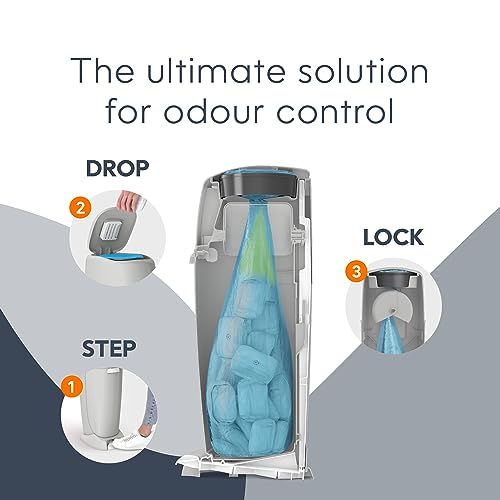 Playtex Diaper Genie Complete Diaper Pail, with Built-in Odor Controlling Antimicrobial, Includes 1 Pail and 3 Max Fresh Refills, Grey (10078300115998)