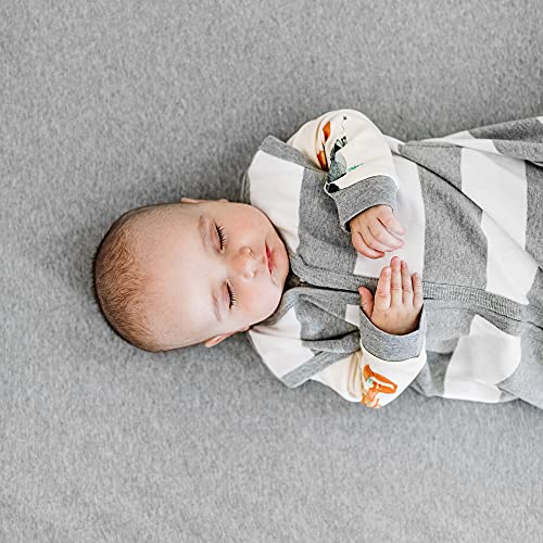 Burt's Bees Baby unisex baby Beekeeper Blanket, 100% Organic Cotton, Swaddle Transition Sleeping Bag Wearable Blanket, Rugby Stripe Heather Grey, Large US