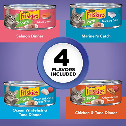 Purina Friskies Pate Wet Cat Food Variety Pack, Seafood & Chicken Pate Favorites - (5.5 Ounce (Pack of 40)
