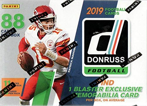 2019 Donruss Football Unopened Blaster Box of Packs with One Exclusive Memorabilia Card and 11 Rookie Cards in Each Box Try for Kyler Murray and Dwayne Haskins Rookie Cards Plus