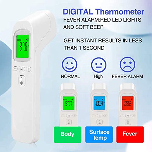Infrared Digital Non-Contact Forehead Thermometer for Adults and Kids with Fever Alarm, Memory Function, LCD Display