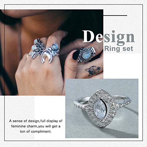 Simsly Vintage Kunckle Ring Stackable Silver Joint Nail Ring Crystal Knuckle Rings Set for Women and Girls?15PCS?