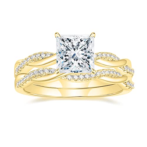 Mameloly Princess Cut Wedding Ring Set - Size 7