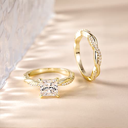 Mameloly Princess Cut Wedding Ring Set - Size 7