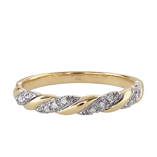 10K Yellow Gold Diamond Twist Ring for her