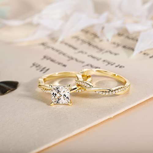 Mameloly Princess Cut Wedding Ring Set - Size 7