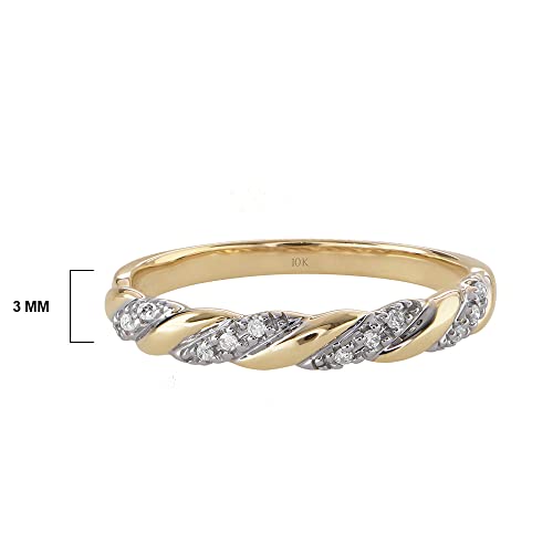 10K Yellow Gold Diamond Twist Ring for her