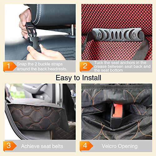 BABYLTRLL Dog Car Seat Cover Waterproof Pet Bench Seat Cover Nonslip and Heavy Duty Pet Car Seat Cover for Dogs with Universal Size Fits Cars, Trucks and SUVs (53" W x 48" L, Black)