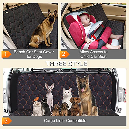 BABYLTRLL Dog Car Seat Cover Waterproof Pet Bench Seat Cover Nonslip and Heavy Duty Pet Car Seat Cover for Dogs with Universal Size Fits Cars, Trucks and SUVs (53" W x 48" L, Black)