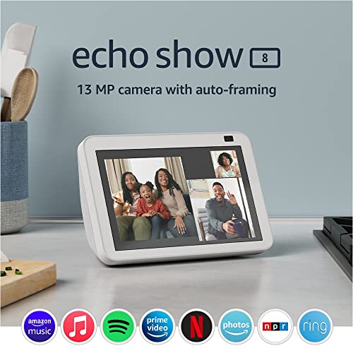 All-new Echo Show 8 (2nd Gen, 2021 release) | HD smart display with Alexa and 13 MP camera | Glacier White