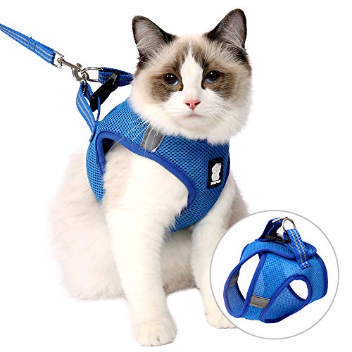 FDOYLCLC Cat Chest Adjustable Escape Proof Harness with Leash Set for Walking, Cat Best Vest Travel Outdoor Jacket, Comfortable Soft Mesh Cat Harness for Small Large Dog Kitten Rabbit