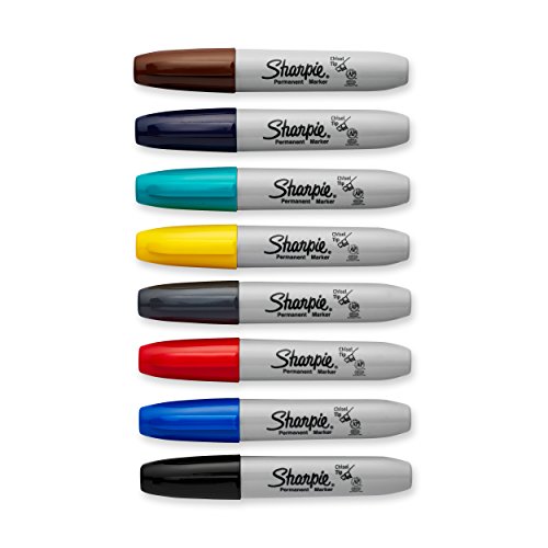 Sharpie Permanent Markers, Broad, Chisel Tip, 8-Pack, Assorted 2015 Colors (1927322)