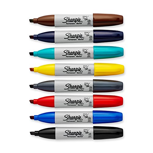 Sharpie Permanent Markers, Broad, Chisel Tip, 8-Pack, Assorted 2015 Colors (1927322)