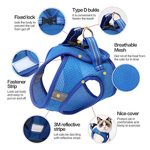 FDOYLCLC Cat Chest Adjustable Escape Proof Harness with Leash Set for Walking, Cat Best Vest Travel Outdoor Jacket, Comfortable Soft Mesh Cat Harness for Small Large Dog Kitten Rabbit