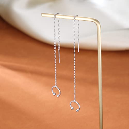 SLUYNZ 925 Sterling Silver Cuff Chain Earrings Wrap Tassel Earrings for Women Crawler Earrings (silver)