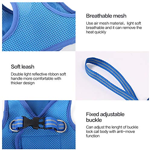 FDOYLCLC Cat Chest Adjustable Escape Proof Harness with Leash Set for Walking, Cat Best Vest Travel Outdoor Jacket, Comfortable Soft Mesh Cat Harness for Small Large Dog Kitten Rabbit