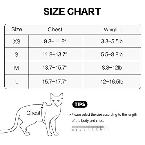 FDOYLCLC Cat Chest Adjustable Escape Proof Harness with Leash Set for Walking, Cat Best Vest Travel Outdoor Jacket, Comfortable Soft Mesh Cat Harness for Small Large Dog Kitten Rabbit