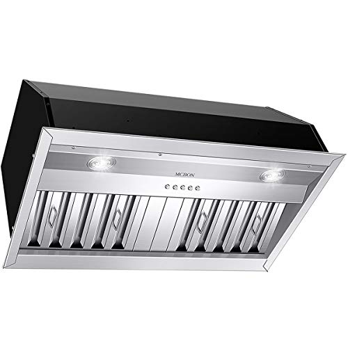 Range Hood Insert 30 inch, MCBON Stove Hood Insert 800 CFM,Vent Hood Insert,Kitchen Hood,Stainless Steel,Ducted,Black (30 inch)