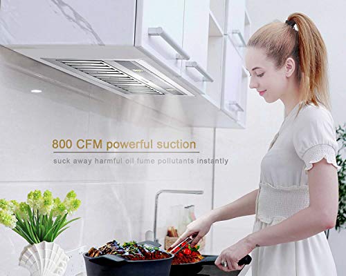 Range Hood Insert 30 inch, MCBON Stove Hood Insert 800 CFM,Vent Hood Insert,Kitchen Hood,Stainless Steel,Ducted,Black (30 inch)