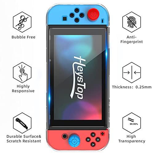 HEYSTOP Nintendo Switch Case - Nintendo Switch Carry Case Pouch + Switch Cover Case + HD Switch Screen Protector + Thumb Grips Caps for Nintendo Switch Console Accessories