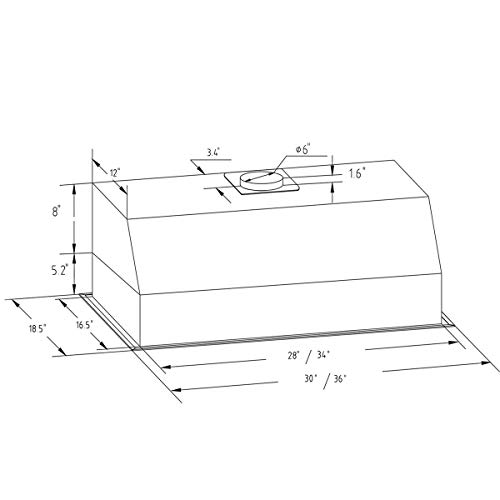 Range Hood Insert 30 inch, MCBON Stove Hood Insert 800 CFM,Vent Hood Insert,Kitchen Hood,Stainless Steel,Ducted,Black (30 inch)