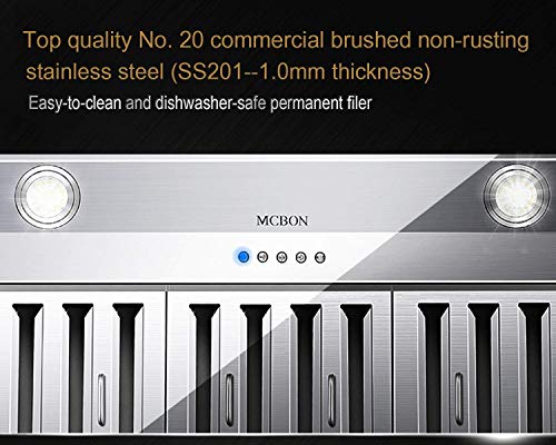 Range Hood Insert 30 inch, MCBON Stove Hood Insert 800 CFM,Vent Hood Insert,Kitchen Hood,Stainless Steel,Ducted,Black (30 inch)