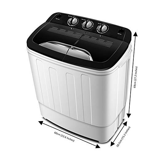 Portable Washing Machine TG23 - Twin Tub Washer Machine with 7.9lbs Wash and 4.4lbs Spin Cycle Compartments by Think Gizmos