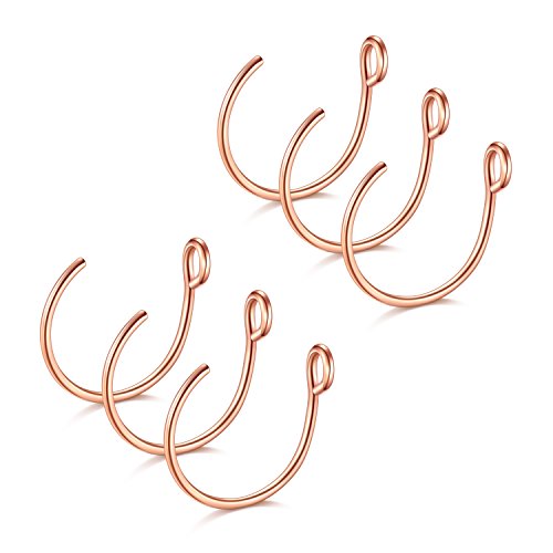 D.Bella Fake Nose Ring Hoop, 20G Rose Gold Fake Nose Ring 8mm for Faux Lip Septum Nose Ring Set Faux Piercing Jewelry