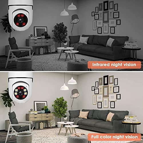 2PCS 360 Degree Security Cameras Wireless Outdoor, 2.4GHz & 5GHz WiFi Light Bulb Security Camera, 1080p Indoor Wireless Cameras for Home Security Camera System, Motion Detection, Two-Way Audio (2PCS)