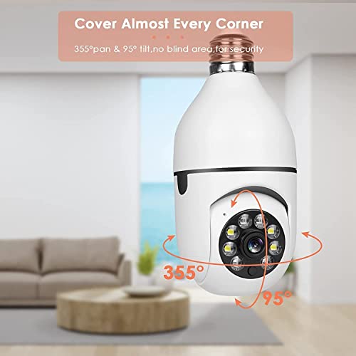 2PCS 360 Degree Security Cameras Wireless Outdoor, 2.4GHz & 5GHz WiFi Light Bulb Security Camera, 1080p Indoor Wireless Cameras for Home Security Camera System, Motion Detection, Two-Way Audio (2PCS)