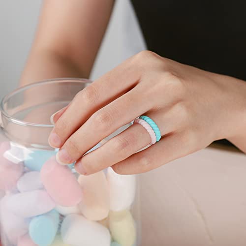 Egnaro Silicone Wedding Ring for Women,Thin and Stackble Braided Rubber Wedding Bands,No-Toxic,Skin Safe
