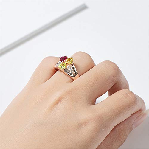 BAUMA Mothers Ring Personalized Sterling Silver Mothers Rings Family Ring with 3 Simulated Birthstones for Grandmother Mother Meaningful Anniversary Rings (Gold, 10)