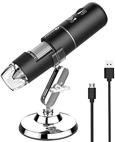 Wireless Digital Microscope Handheld USB HD Inspection Camera with Stand Compatible with iPhone, iPad, Samsung Galaxy, Android, Mac, Windows Computer 50x-100x Magnification