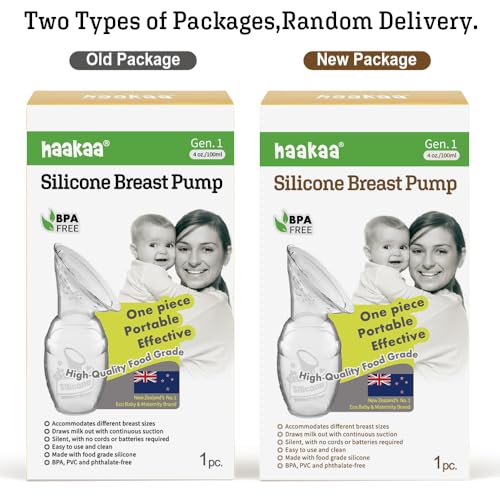 Haakaa Breast Pump with Silicone Nipple Silicone Breastfeeding Pump Manual Breast Pumps Milk Pump 100% Food Grade Silicone