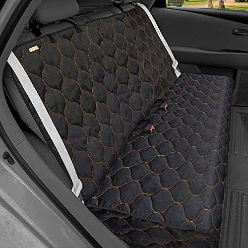 BABYLTRLL Dog Car Seat Cover Waterproof Pet Bench Seat Cover Nonslip and Heavy Duty Pet Car Seat Cover for Dogs with Universal Size Fits Cars, Trucks and SUVs (53" W x 48" L, Black)