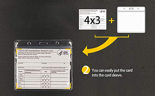 CDC Vaccination Card Protector 4 X 3 Inches CDC Immunization Record or Horizontal Badge Name Label Clear Vinyl Plastic Sleeve (3 Pack)