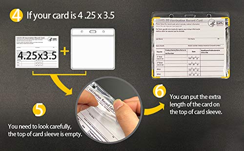 CDC Vaccination Card Protector 4 X 3 Inches CDC Immunization Record or Horizontal Badge Name Label Clear Vinyl Plastic Sleeve (3 Pack)