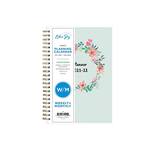 Blue Sky 2021-2022 Academic Year Weekly & Monthly Planner, 5" x 8", Frosted Flexible Cover, Wirebound, Laurel (131949)