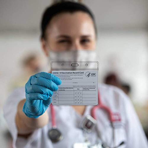 CDC Vaccination Card Protector 4 X 3 Inches CDC Immunization Record or Horizontal Badge Name Label Clear Vinyl Plastic Sleeve (3 Pack)