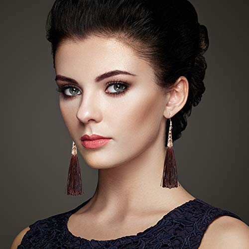 AROIC 26 Pairs Tassel Earrings with Colorful Tassel Long Layered Dangle Hoop Tiered Thread Earrings Set for Women Girls Jewelry Fashion and Valentine Birthday Party Gift