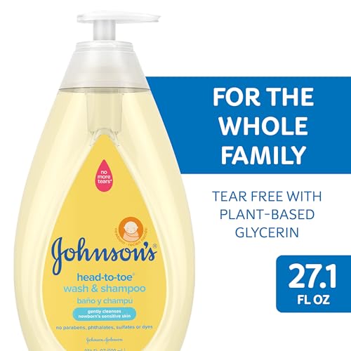 Johnson's Head-To-Toe Gentle Baby Wash & Shampoo, Tear-Free, Sulfate-Free & Hypoallergenic Wash for Baby's Sensitive Skin & Hair, 27.1 fl. oz