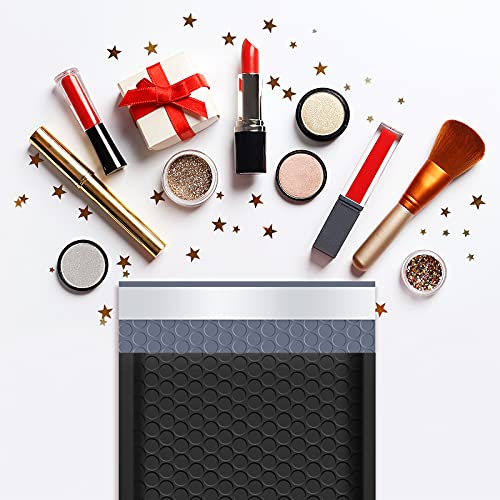 UCGOU 4x8 Inch Poly Bubble Mailers Self Seal 50pcs Black Padded Envelopes Waterproof Envelopes Shipping Envelopes Bags(Inside Size: 4x7")