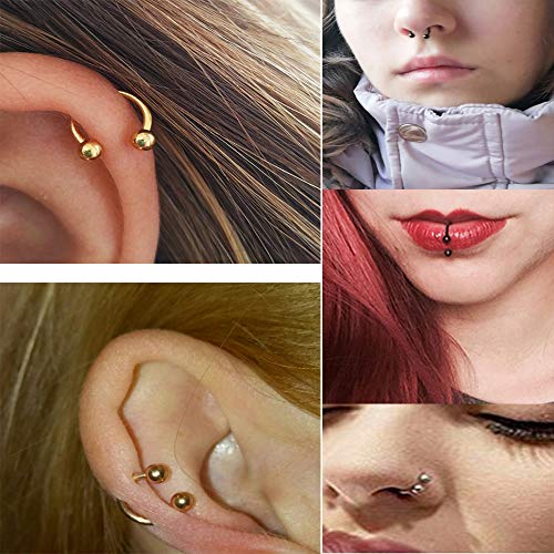 Anicina 16G Nose Ring Crystal Clicker Septum Piercing Jewelry Stainless Steel Hinged Segment Clicker Ring Nose Septum Piercing Horseshoe Barbell
