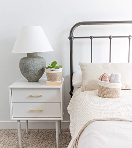 OrganiHaus Set of 3 Mini Woven Cotton Rope Nursery Baskets with Handles, Decorative Baby Room Cute Rustic Basket Storage Organizer Bin for Toys, Diapers, Crafts, Clothes, Laundry - Brown