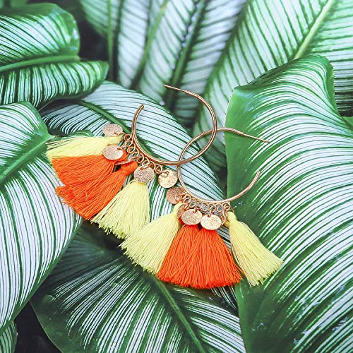 AROIC 26 Pairs Tassel Earrings with Colorful Tassel Long Layered Dangle Hoop Tiered Thread Earrings Set for Women Girls Jewelry Fashion and Valentine Birthday Party Gift