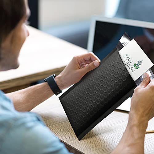 UCGOU 4x8 Inch Poly Bubble Mailers Self Seal 50pcs Black Padded Envelopes Waterproof Envelopes Shipping Envelopes Bags(Inside Size: 4x7")