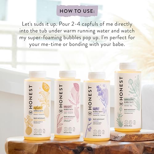 The Honest Company Truly Calming Lavender Bubble Bath Tear Free Kids Bubble Bath Naturally Derived Ingredients & Essential Oils Sulfate & Paraben Free Baby Bath 12 Fl. Oz.