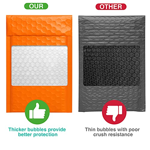 Metronic 4x8 Inch 50pcs Halloween Padded Envelopes Bubble Mailers #000 Bubble Lined Poly Mailer Self Seal Orange