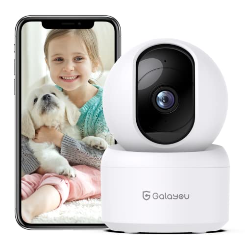 Indoor Security Camera 2K, Galayou Pet Camera, 360 Degree WiFi Home Security Camera for Baby/Dog/Elder/Nanny with Night Vision, Siren, 24/7 SD Card Storage, Works with Alexa and Google Assistant